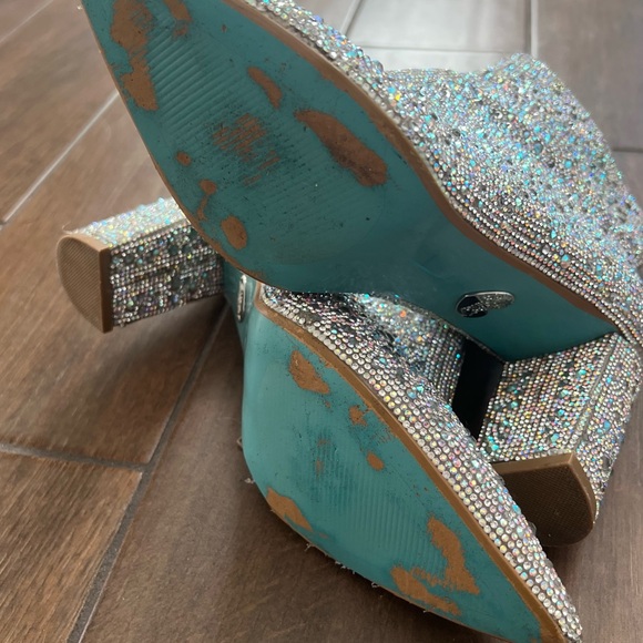 Betsey Johnson Silver Cady Rhinestones Boots sz 9 - Picture 11 of 11